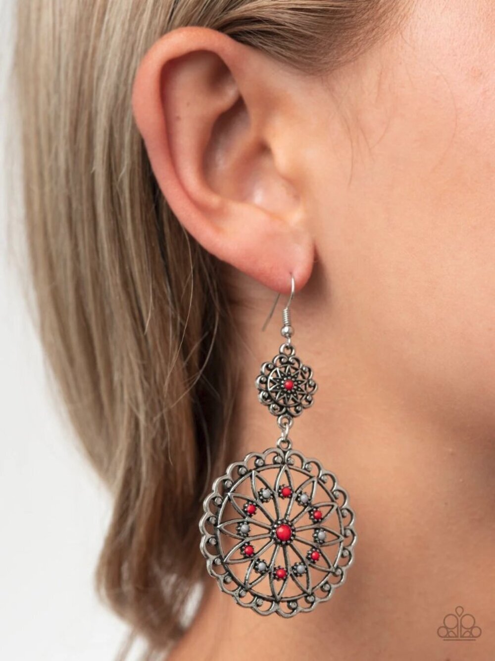 Paparazzi Jewelry Accessories - Beaded Brillance - Red Earrings - Vintage